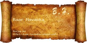 Baar Havaska névjegykártya